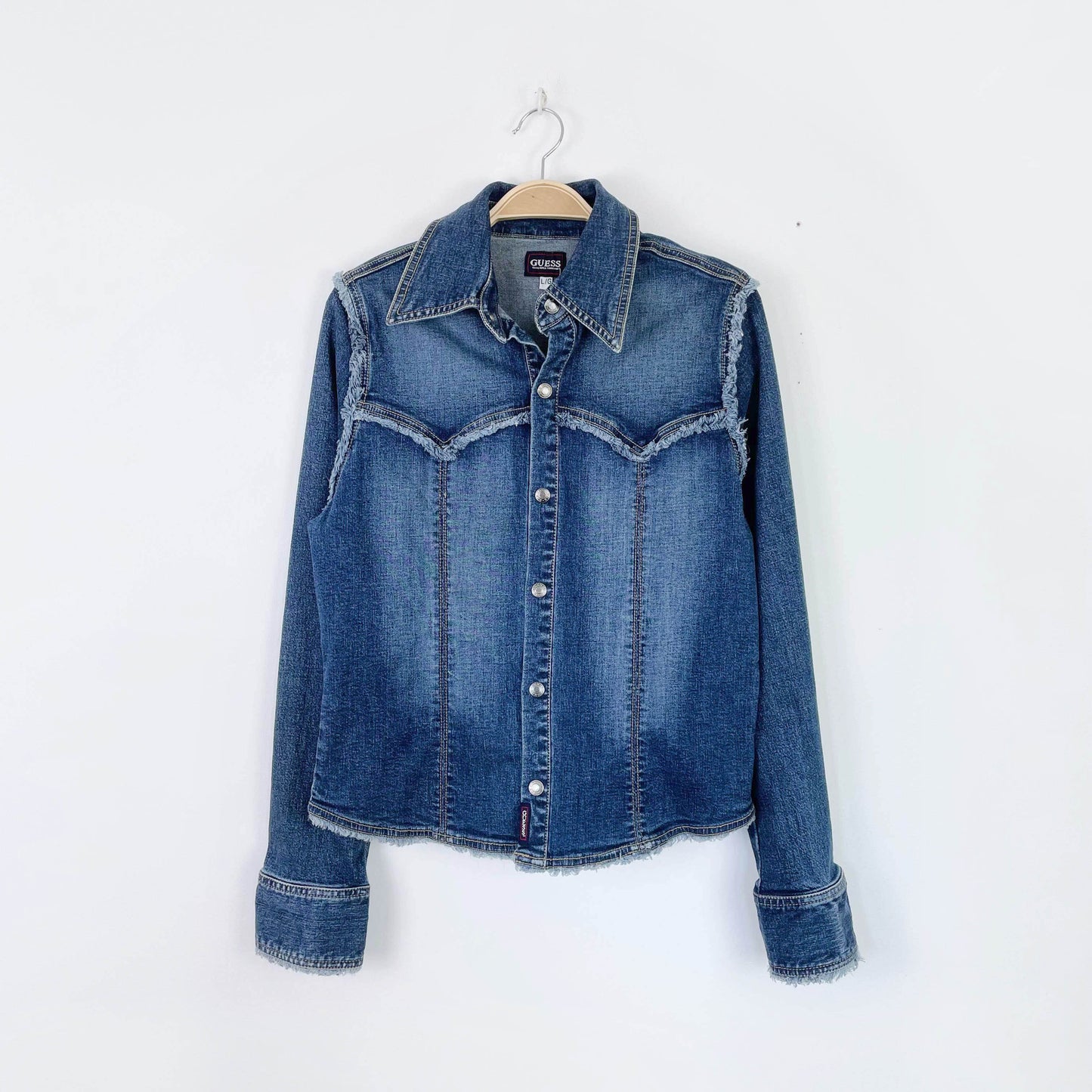 vintage 90s guess snap button denim shirt jacket