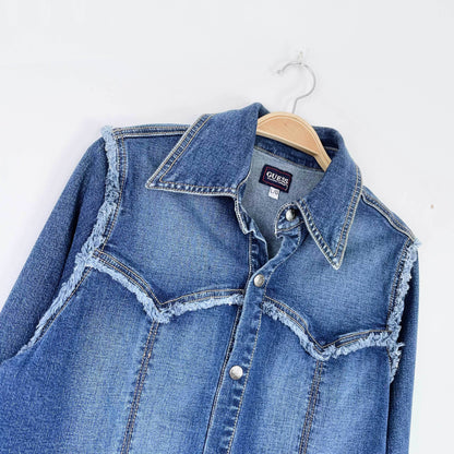 vintage 90s guess snap button denim shirt jacket