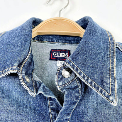 vintage 90s guess snap button denim shirt jacket