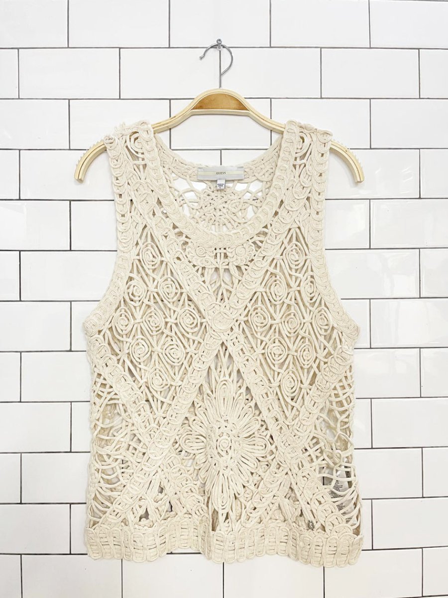 guess crochet loose knit sleeveless top - good market thrift store