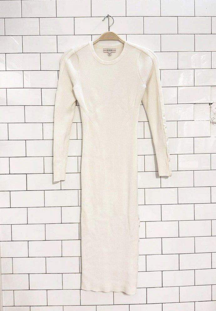 guess ribbed fitted midi knit dress - good market thrift store