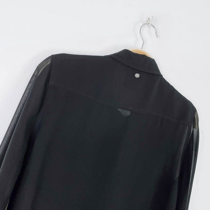 guess western fringe sheer button down