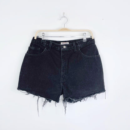 vintage 90s guess triangle pocket black denim shorts