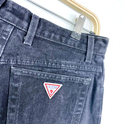 vintage 90s guess triangle pocket black denim shorts