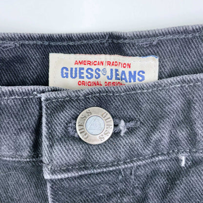 vintage 90s guess triangle pocket black denim shorts