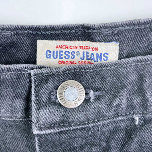 vintage 90s guess triangle pocket black denim shorts