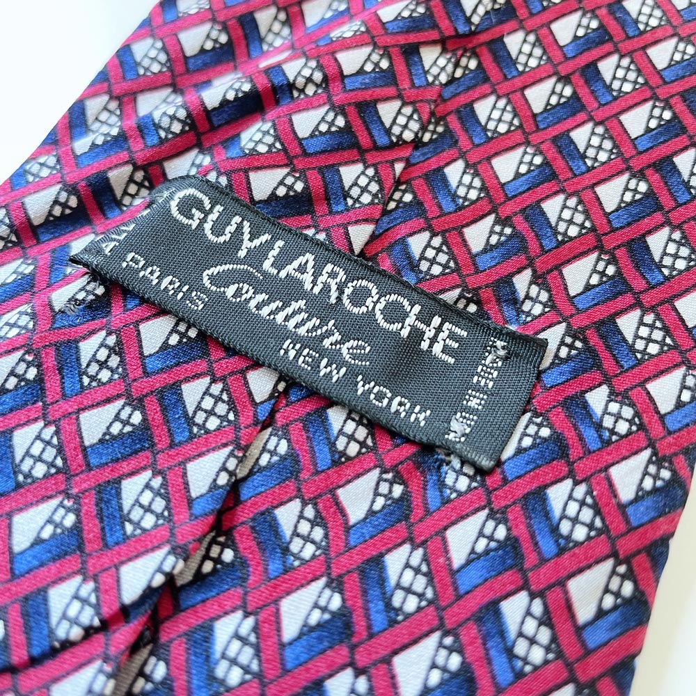 vintage guy laroche couture diamond print silk tie