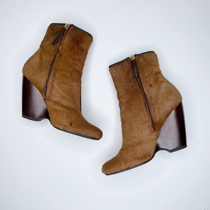 giuseppe zanotti calf hair wedge booties - size 36