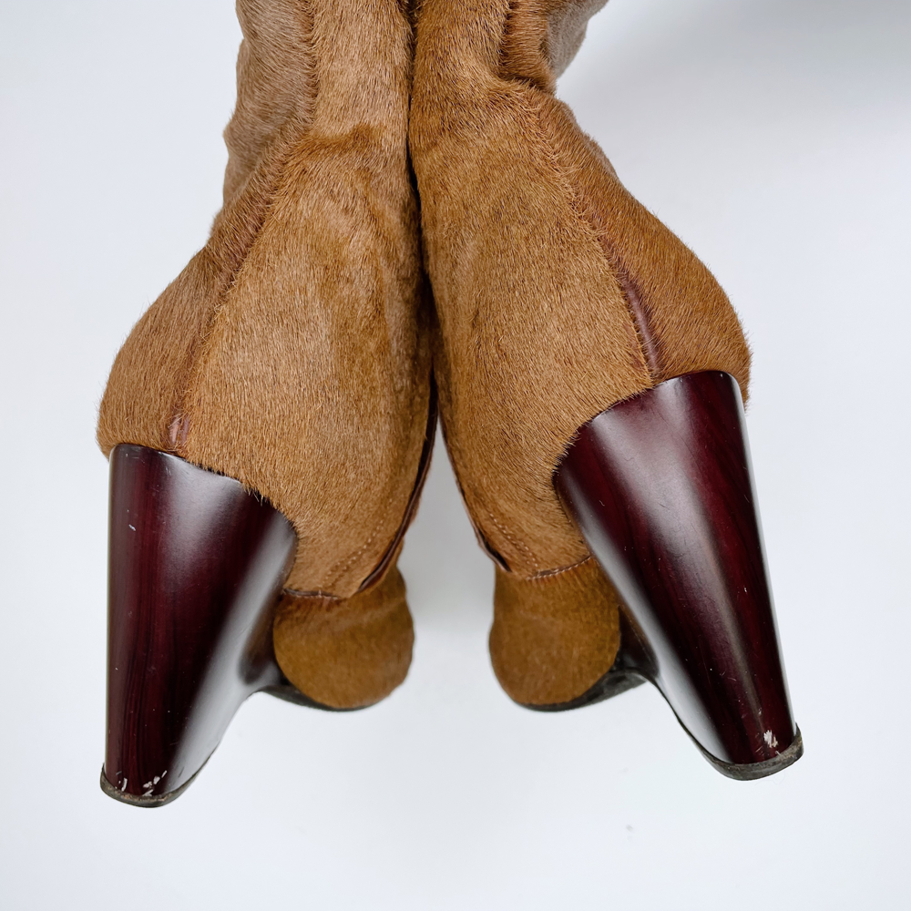 giuseppe zanotti calf hair wedge booties - size 36