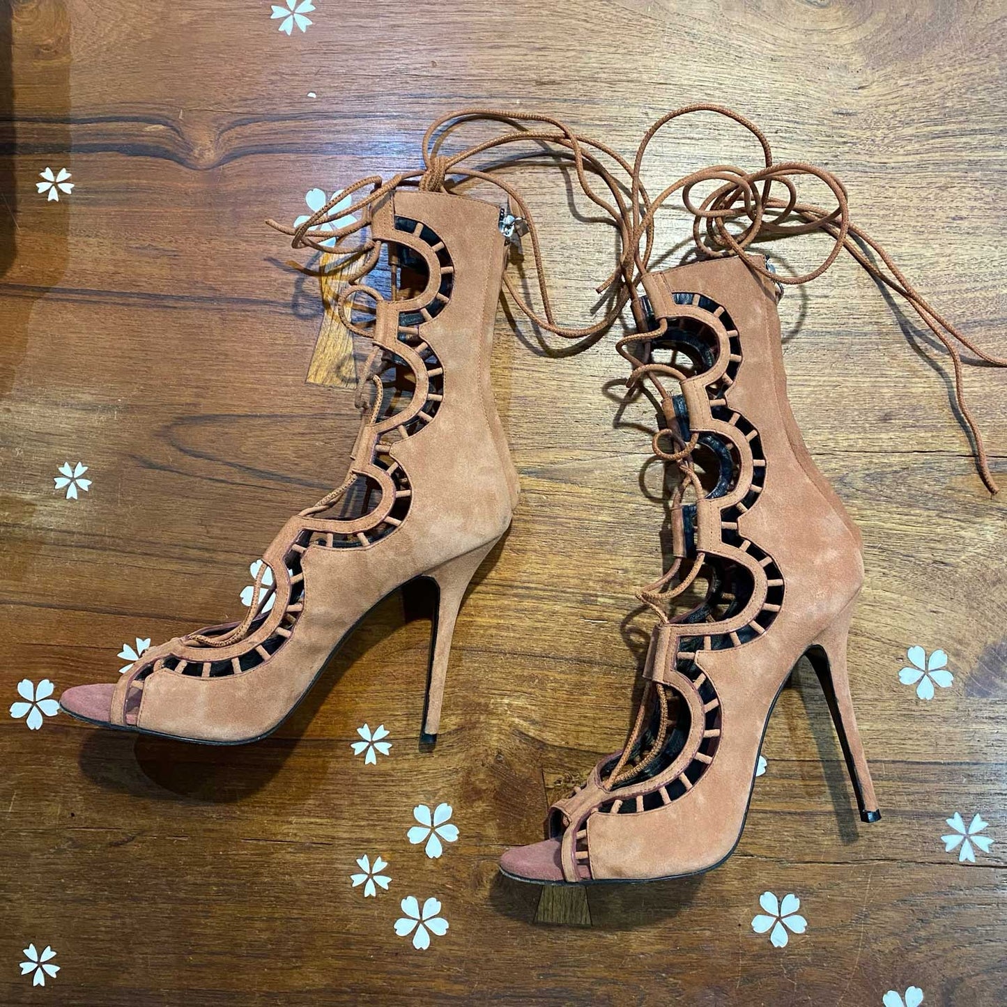 giuseppe zanotti suede laser cut tattoo stilettos - size 37.5