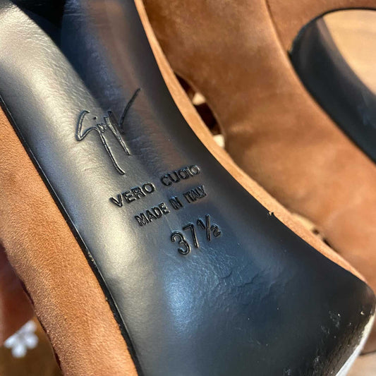 giuseppe zanotti suede laser cut tattoo stilettos - size 37.5