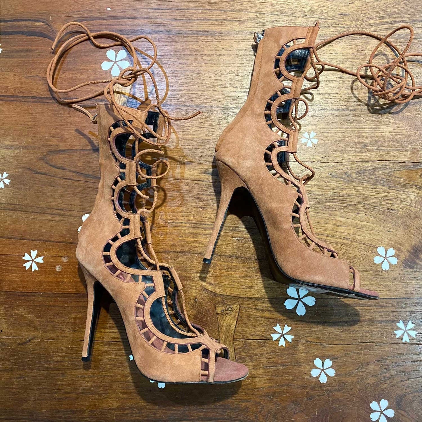 giuseppe zanotti suede laser cut tattoo stilettos - size 37.5