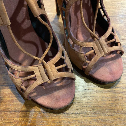 giuseppe zanotti suede laser cut tattoo stilettos - size 37.5