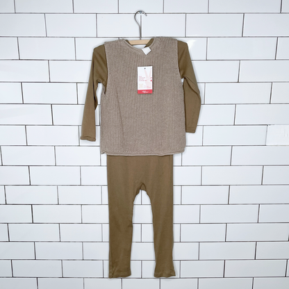 h&m organic cotton onesie and knit vest set - size 3-4