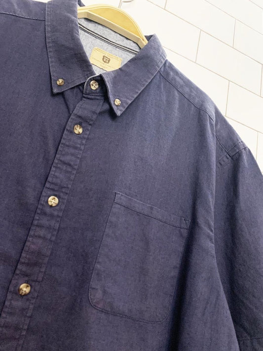 haggar heritage collection linen - blend full button shirt - good market thrift store