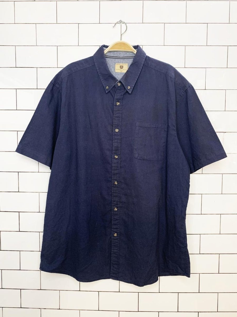haggar heritage collection linen - blend full button shirt - good market thrift store