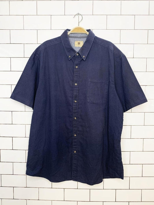 haggar heritage collection linen - blend full button shirt - good market thrift store