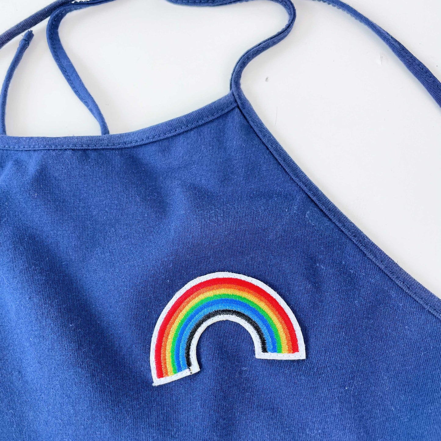 rainbow patch cropped halter top