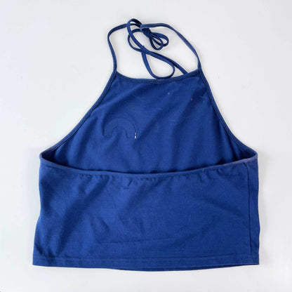 rainbow patch cropped halter top