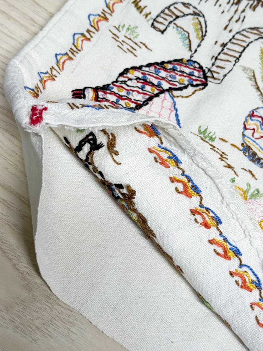 hand - embroidered mexico farm pillow case - good market thrift store