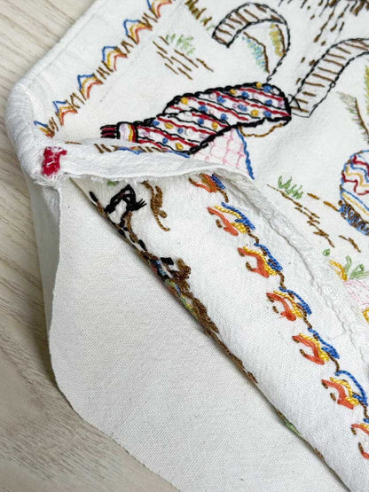 hand - embroidered mexico farm pillow case - good market thrift store