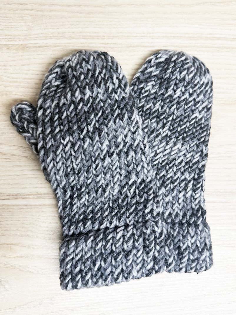 hand - knit chunky mittens - good market thrift store