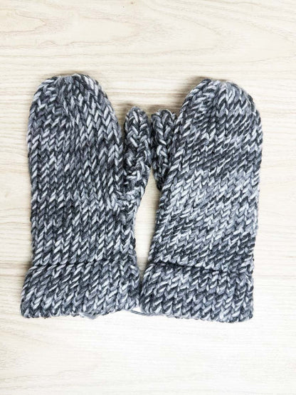 hand - knit chunky mittens - good market thrift store