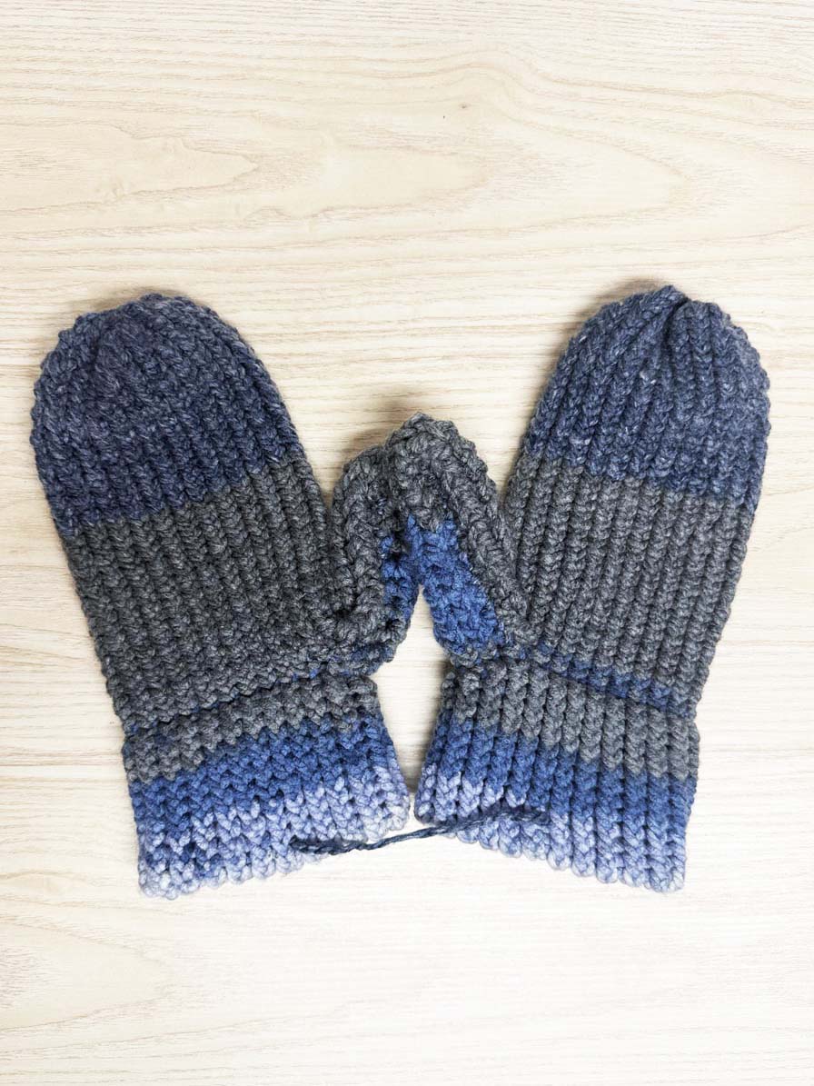hand - knit chunky multi - colour mittens - good market thrift store