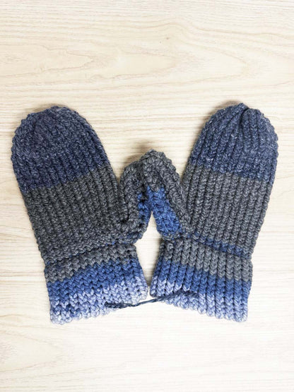 hand - knit chunky multi - colour mittens - good market thrift store