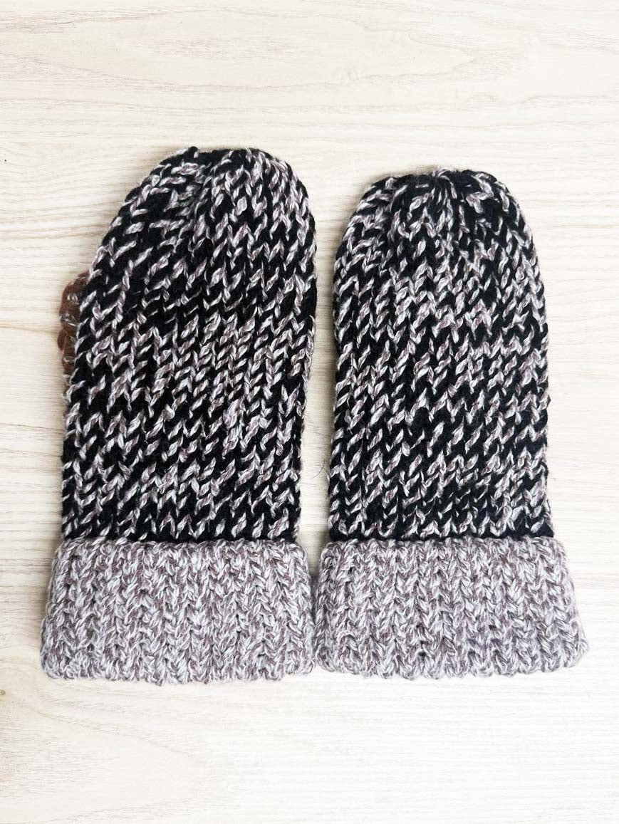 hand - knit chunky multi - colour mittens - good market thrift store