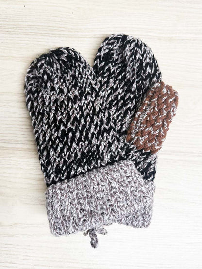 hand - knit chunky multi - colour mittens - good market thrift store