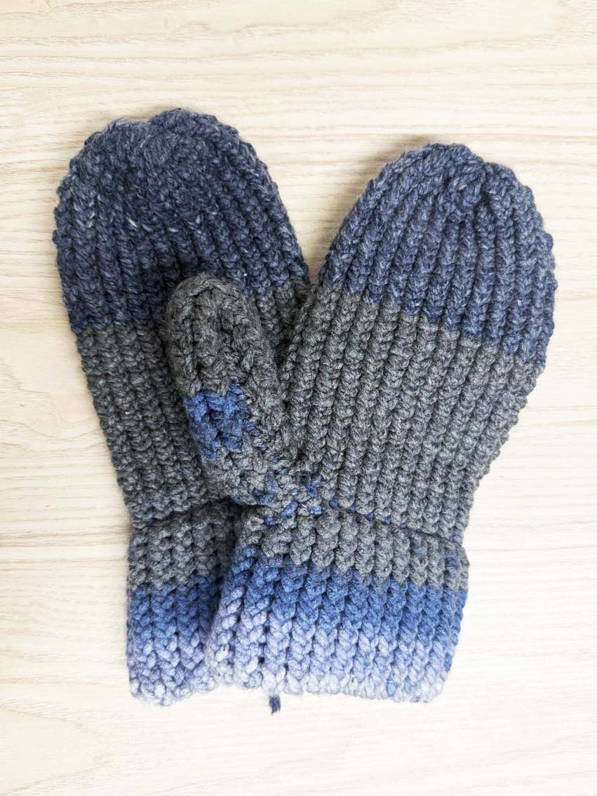hand - knit chunky multi - colour mittens - good market thrift store