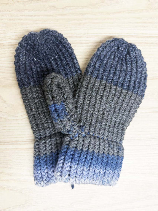 hand - knit chunky multi - colour mittens - good market thrift store