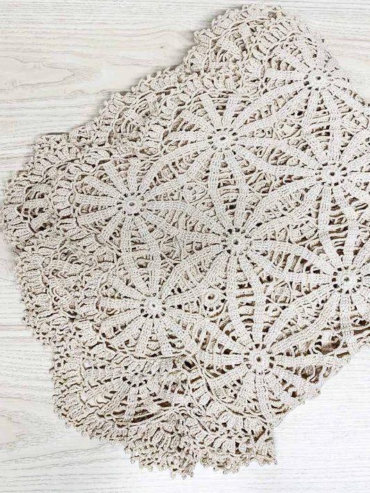 handmade crochet doiley pattern square table cloth - good market thrift store