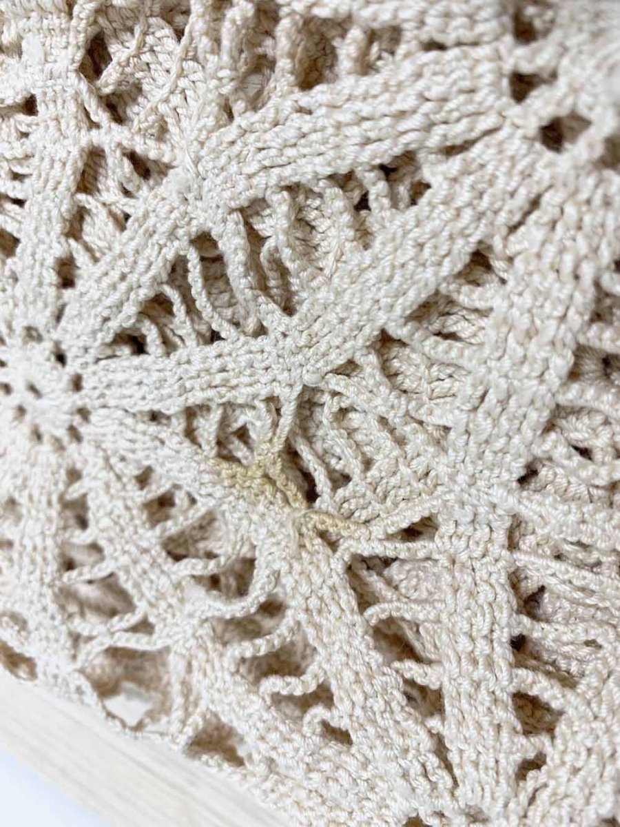 handmade crochet doiley pattern square table cloth - good market thrift store