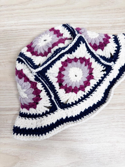 handmade crochet knit granny square bucket hat - good market thrift store