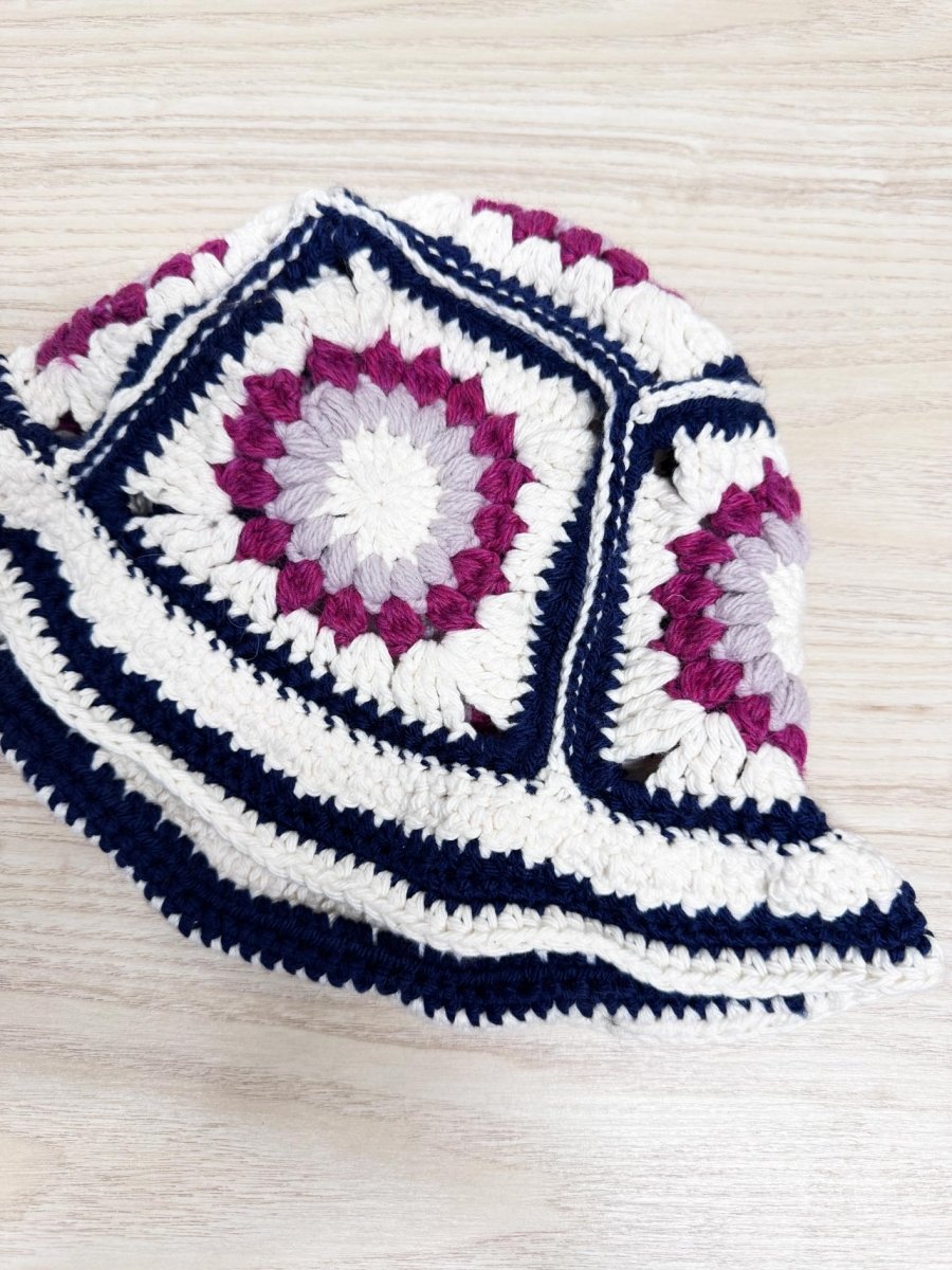 handmade crochet knit granny square bucket hat - good market thrift store