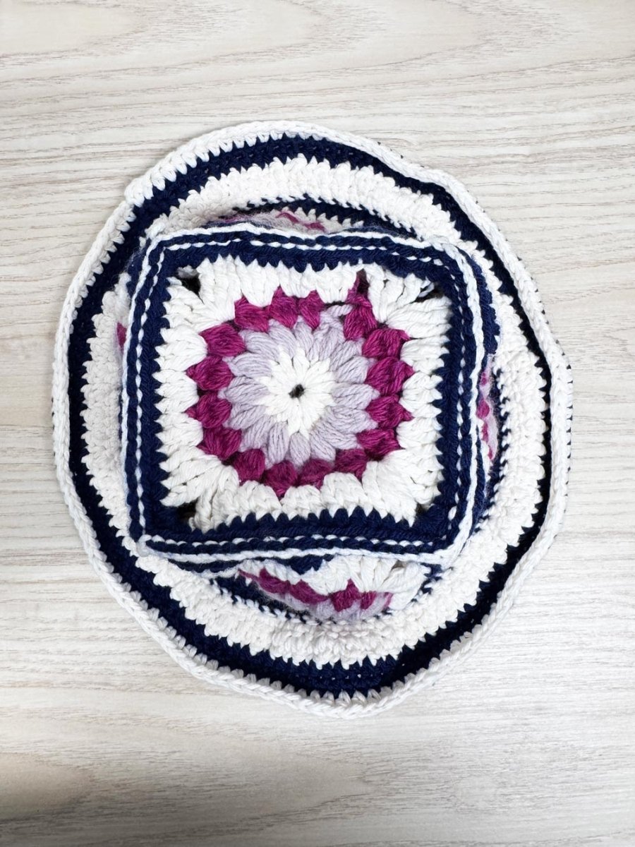 handmade crochet knit granny square bucket hat - good market thrift store