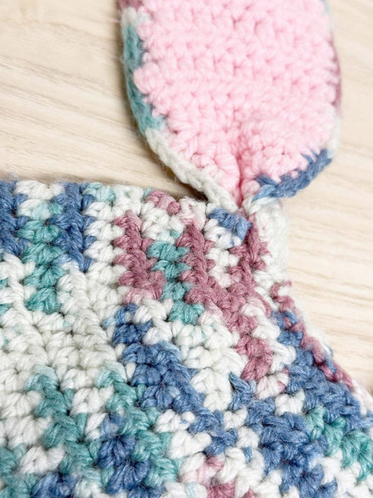 handmade crochet knit kids bunny ears hat with tie string - good market thrift store