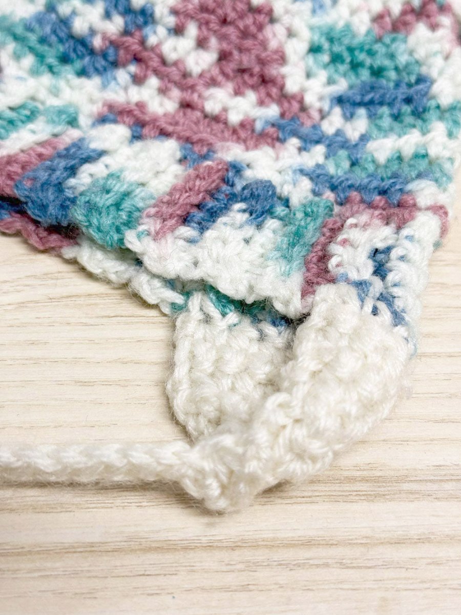 handmade crochet knit kids bunny ears hat with tie string - good market thrift store