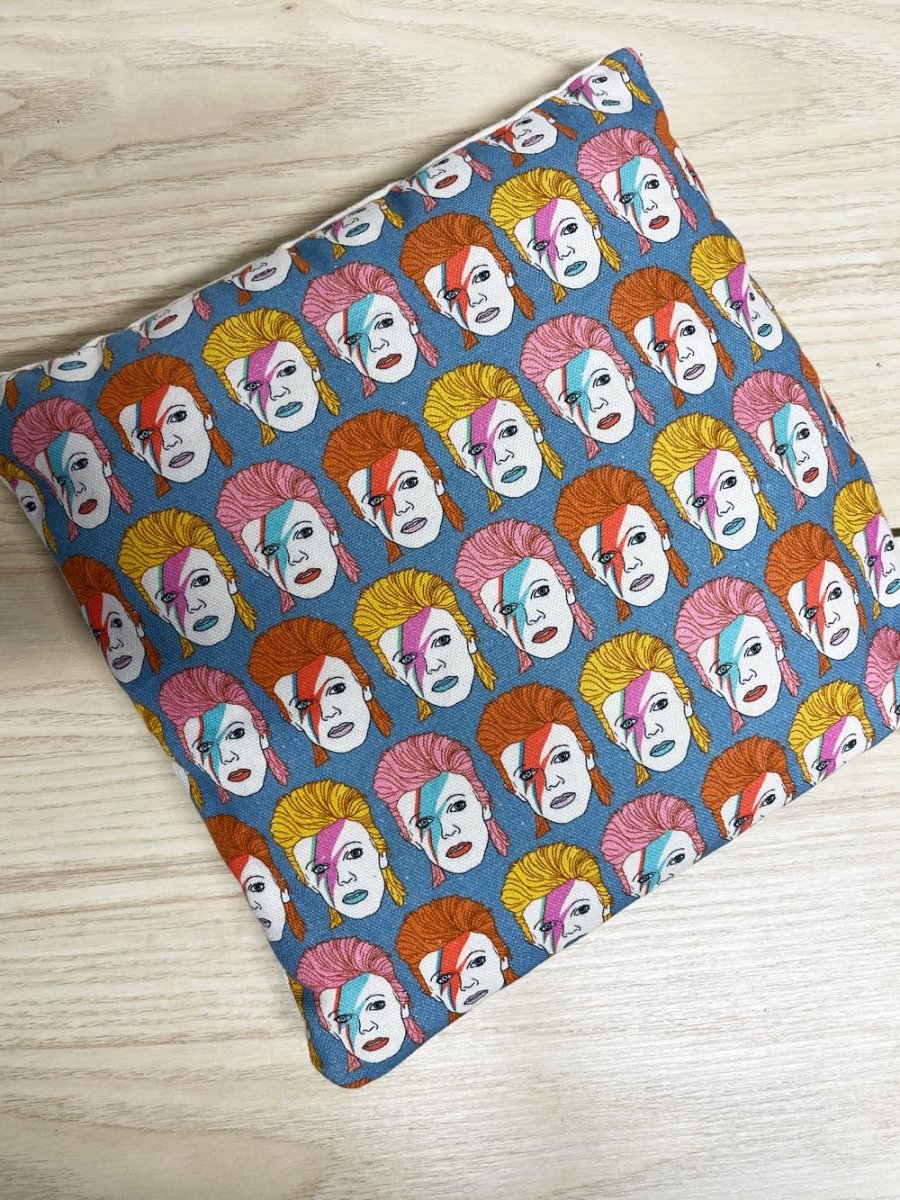 handmade david bowie print throw pillow - good market thrift store