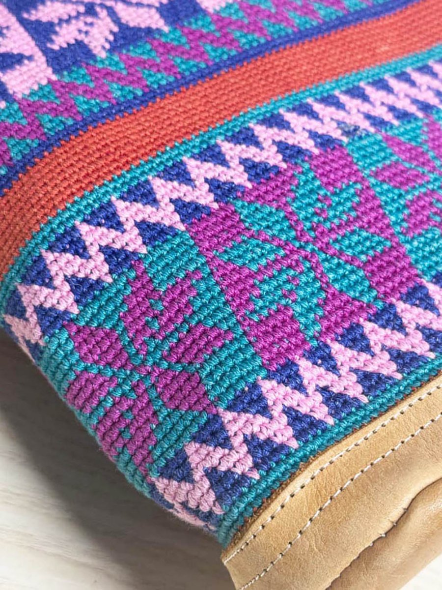 handmade leather trim boho woven crossbody bag - good market thrift store