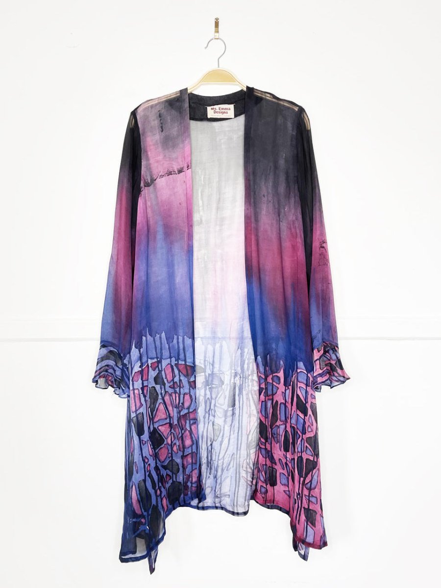 handmade watercolour tie dye silk chiffon duster robe - good market thrift store