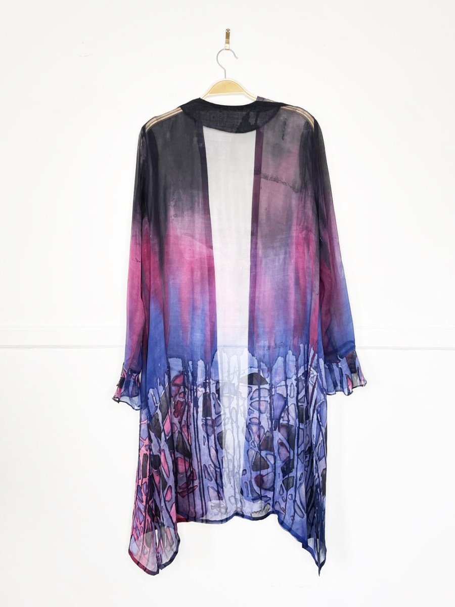 handmade watercolour tie dye silk chiffon duster robe - good market thrift store