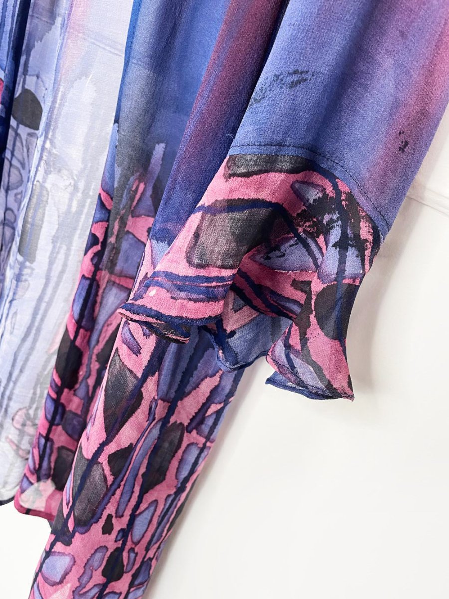 handmade watercolour tie dye silk chiffon duster robe - good market thrift store