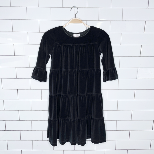 hanna anderson velvet tiered long sleeve dress - size 8