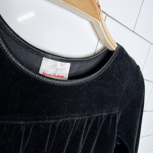 hanna anderson velvet tiered long sleeve dress - size 8