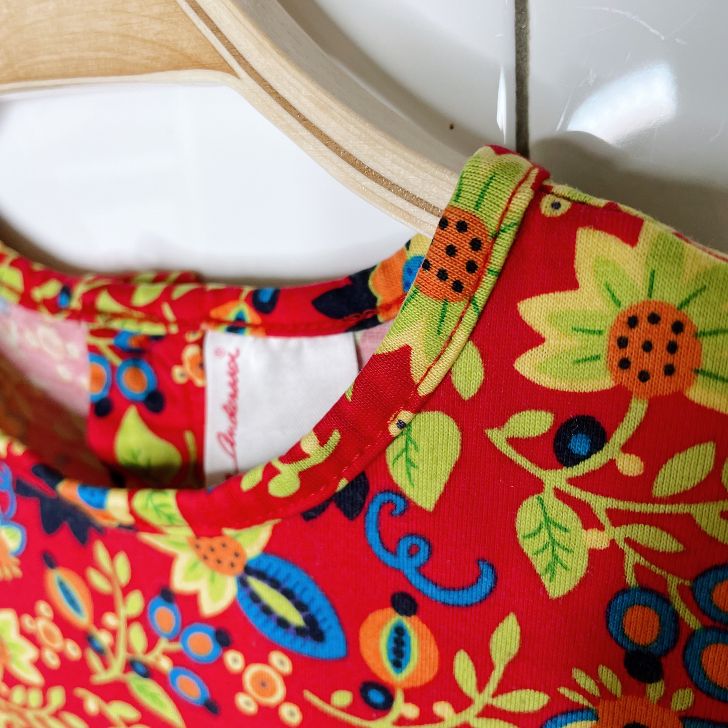 hanna andersson floral long sleeve dress - size 8