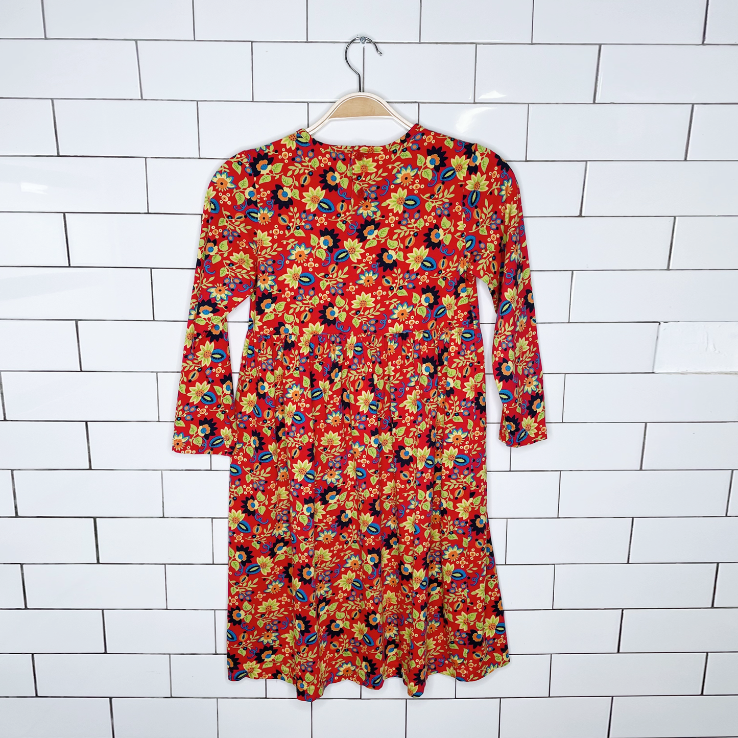 hanna andersson floral long sleeve dress - size 8