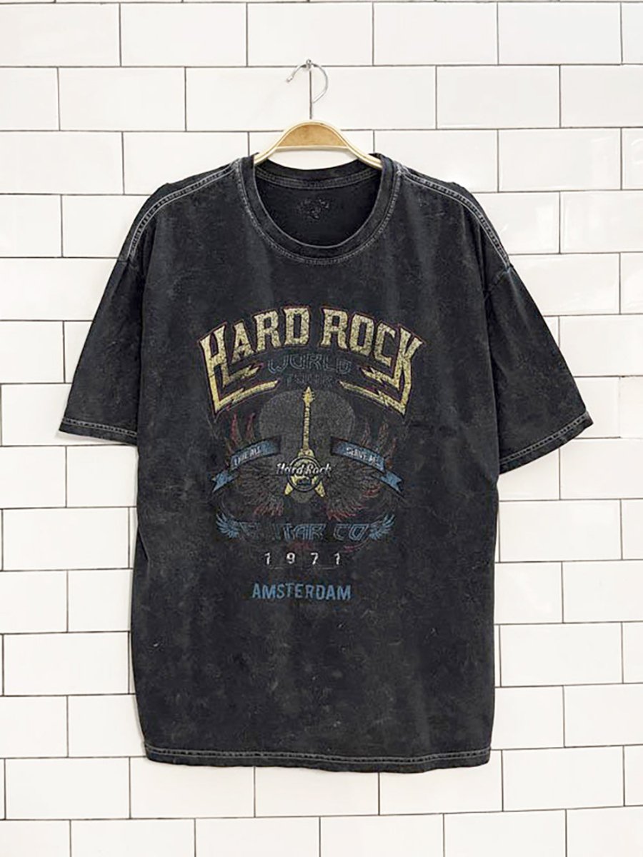 hard rock cafe acid wash faded graphic tee - good market thrift store